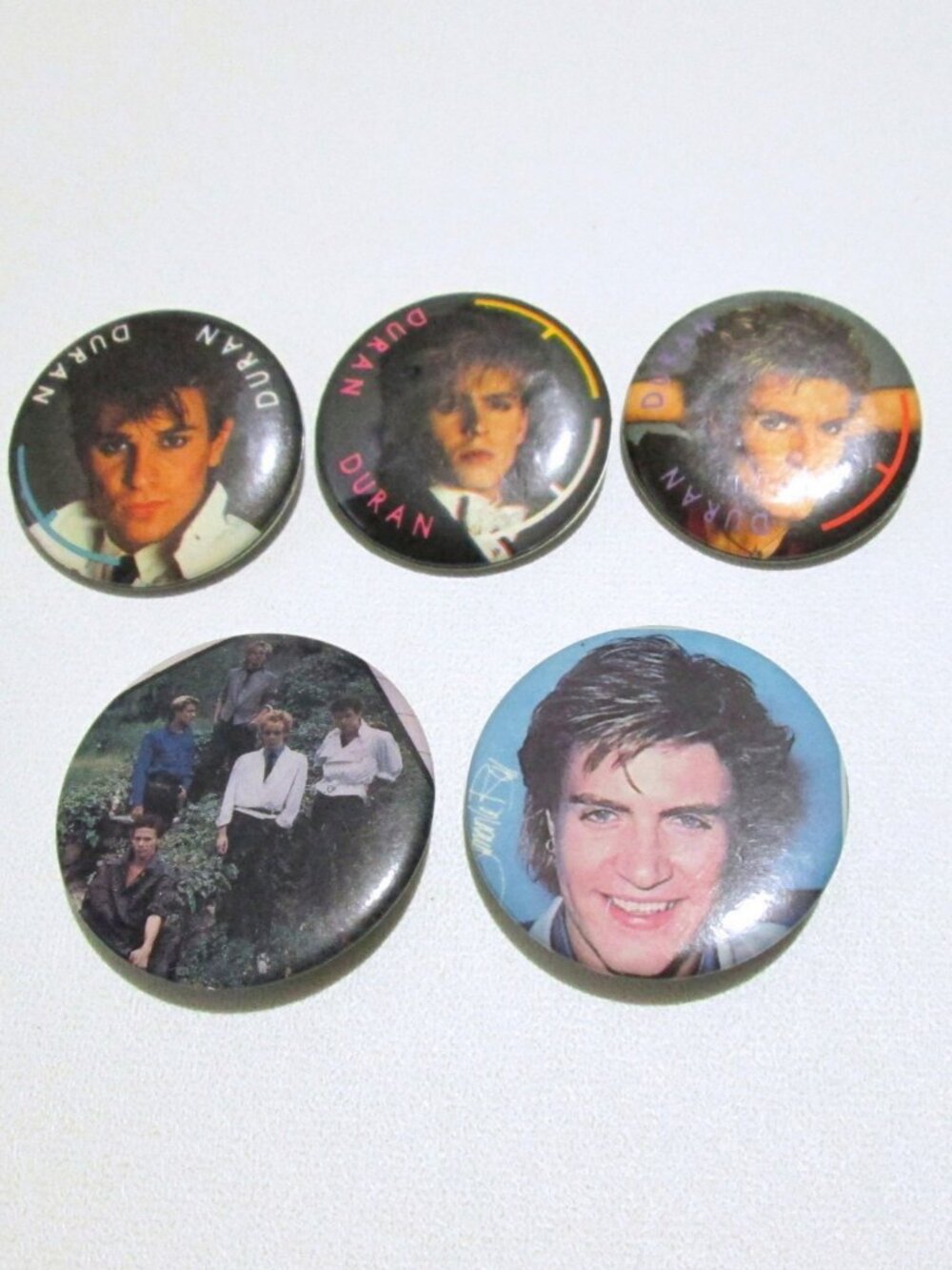 Vintage Duran Duran 5 Button Pin Lot Band Members Simon Le Bon Hallmark Cards